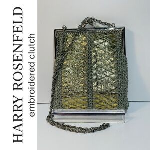Harry Rosenfeld Vintage 1940’s Enbroidered & Chain Link Accents Evening Bag.